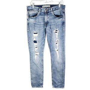 Mens Express Jeans Blue Denim Rocco Slim Fit Skinny Leg Distressed Size 31x32